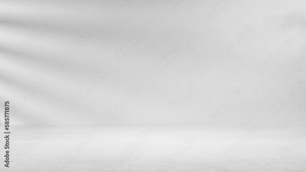 Poster white empty room with sunlight and shadows background, empty studio room background