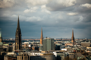 Bird eye view of Hamburg from