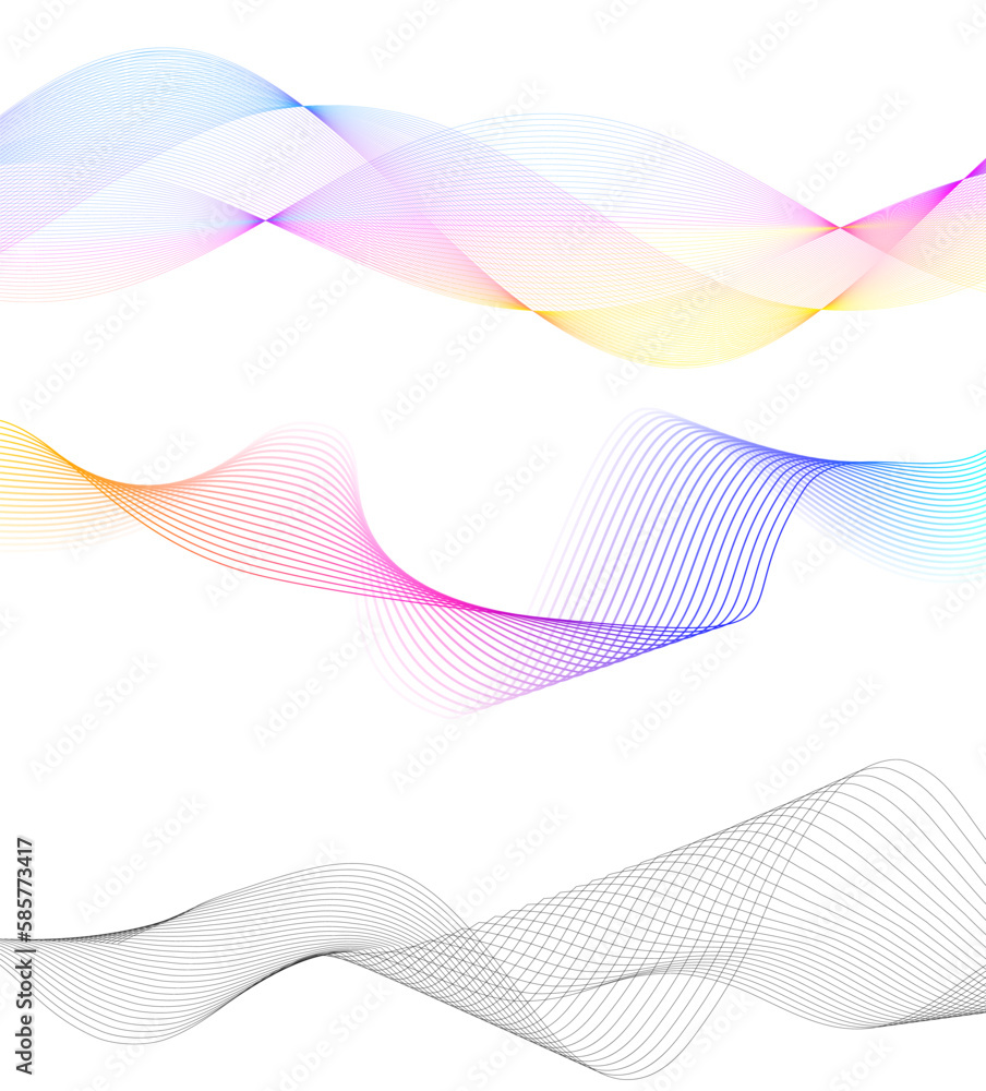 Aufkleber set abstract lines colors design element on white background of waves. vector illustration eps 10 fo