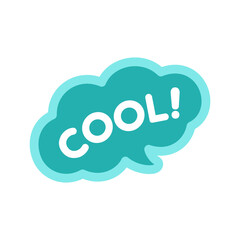 Cool! speech bubble icon. Cute black text lettering vector illustration.