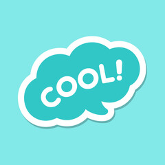 Cool! speech bubble icon. Cute black text lettering vector illustration.