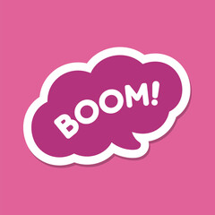 Boom speech bubble explosion sound effect icon. Cute black text lettering vector illustration.