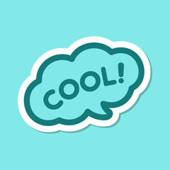 Cool! speech bubble icon. Cute black text lettering vector illustration.