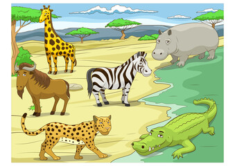 Educational game  African savannah animals PNG illustration with transparent background