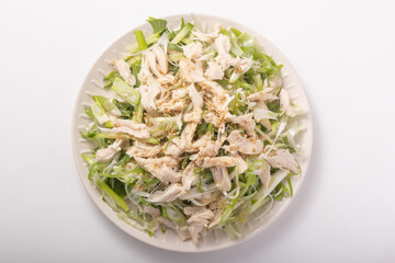 九条ねぎと蒸し鶏ササミのサラダ