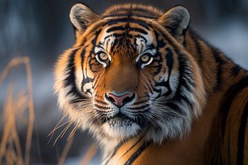 Fascinating Close-up of Siberian Tiger, Capturing Intricate Details and Powerful Features by Generative AI