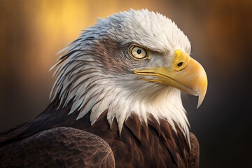 Close-up of Sharp Beak and Piercing Eyes, Capturing the Intensity of the Bald Eagle by Generative AI