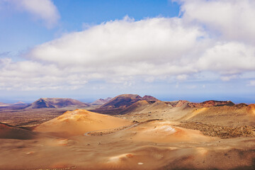 beautiful postcard of Lanzarote volcanoes, Timanfaya