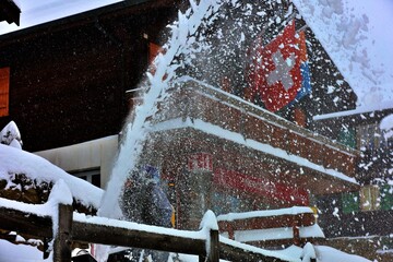 snow blower with swiss flag