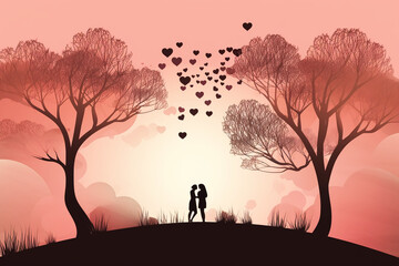 spouse with a lot of hearts, illustration  graphic, generative AI