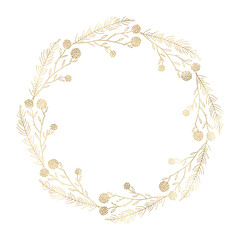 Floral gold wreath illustration