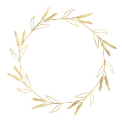 Floral gold wreath illustration