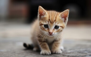 Portrait of a cat on the floor. Generative AI technology.
