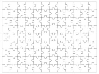 Jigsaw puzzle grid. Picture parts matching game, pieces matching quiz or playing activity mosaic wallpaper, challenge solve vector business concept. Blank puzzle grid pattern or empty background