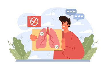 World No Tobacco Day. May 31st campaign banner. Character breaking