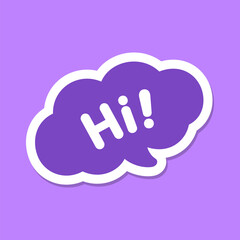 Cute Hi! greeting speech bubble icon. Simple flat vector illustration.