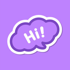 Cute Hi! greeting speech bubble icon. Simple flat vector illustration.