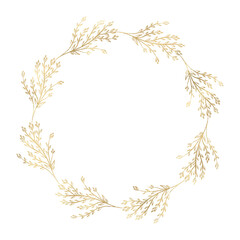 Floral gold wreath illustration