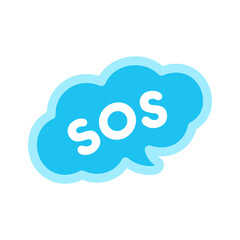 SOS emergency alert speech bubble icon. Cute black text lettering vector illustration.
