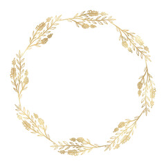 Floral gold wreath illustration