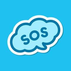SOS emergency alert speech bubble icon. Cute black text lettering vector illustration.