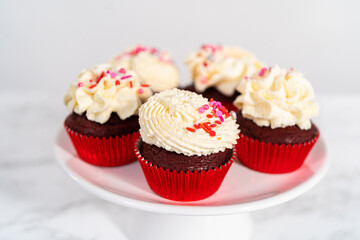 Red Velvet Cupcakes with White Chocolate Ganache Frosting