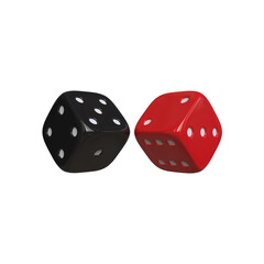 Black and red dice icon 3d render isolated
