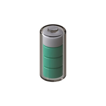 Battery glass icon 3d render isolated