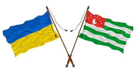 National flag  of Abkhazia and Ukraine. Background for designers