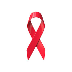 Realistic red ribbon banner 3d render isolated