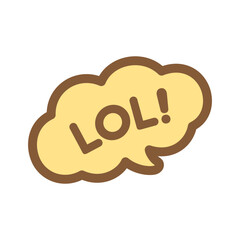 LOL speech bubble online chat message icon. Cute black text lettering vector illustration.