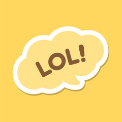 LOL speech bubble online chat message icon. Cute black text lettering vector illustration.