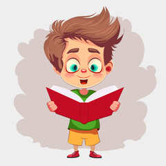 Fototapeta premium Happy kids and book. Children reading a book Back to School Concept 