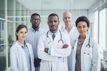 doctor hospital team medical nurse health medicine teamwork unity healthcare clinic group, created with generative ai technology