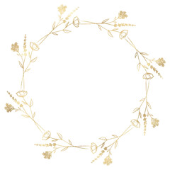 Floral gold wreath illustration