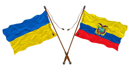 National flag  of Ecuador and Ukraine. Background for designers
