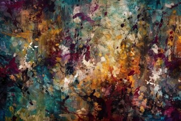 Naklejka na ściany i meble an abstract painting with vibrant colors and dynamic shapes. Generative AI