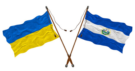 National flag  of El Salvador and Ukraine. Background for designers