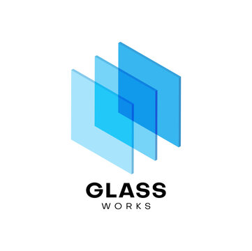 Glass sheets vector icon with clear transparent panels for window, door and wall. Isolated rectangular plates of architecture glass, building material company, glasswork or glazing service symbol
