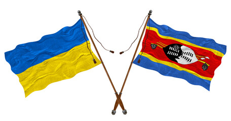National flag  of Eswatini and Ukraine. Background for designers