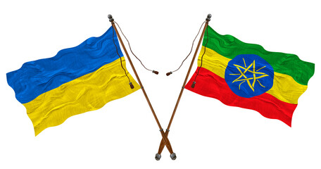 National flag  of Ethiopia and Ukraine. Background for designers