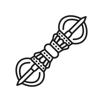recommend clip art: Buddhism religion icon, Buddha Vajra weapon of Buddhist ritual, vector symbol. Buddhism, Hinduism, Jainism and Tibetan Buddhist religious symbol of Vajra or Vajrayana weapon in Hindu worship