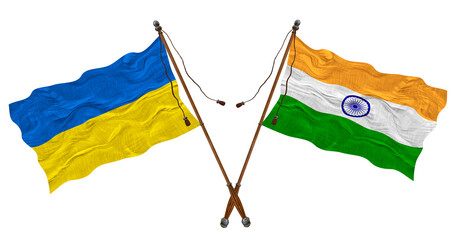 National flag  of India and Ukraine. Background for designers