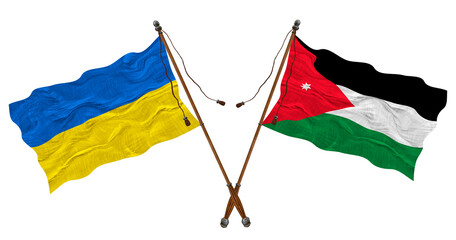 National flag  of Iordan and Ukraine. Background for designers