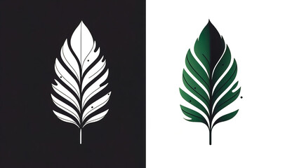 Minimalist logo with a leaf isolated, generative AI.
