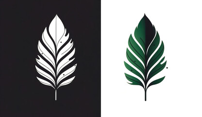 Obraz premium Minimalist logo with a leaf isolated, generative AI.