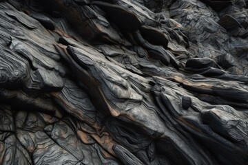 detailed close-up of the textured surface of a rocky cliff or wall. Generative AI
