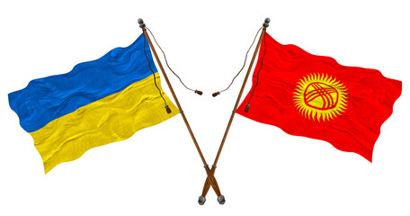 National flag  of Kyrgyzstan and Ukraine. Background for designers