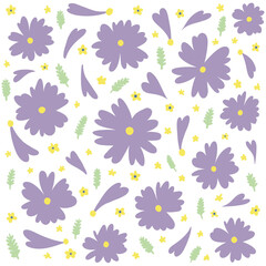 seamless background with purple flowers