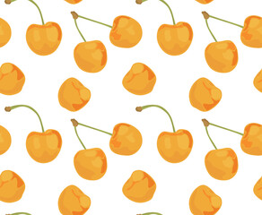 Cherry yellow. Seamless pattern in vector. Suitable for prints and backgrounds. Sweet food.